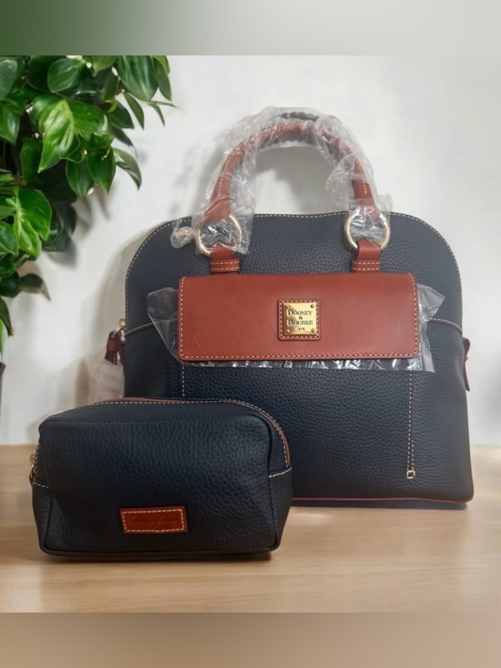 Dooney & Bourke NWT Midnight Blue Pebble Grain Aubrey Satchel & Accessiries